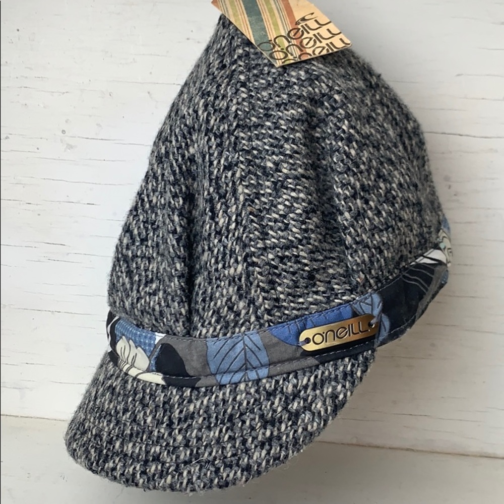 O’Neill Black Tweed Newsboy Cap Brand New